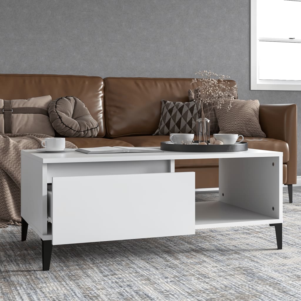 vidaXL sofabord 90x50x36,5 cm konstrueret træ hvid