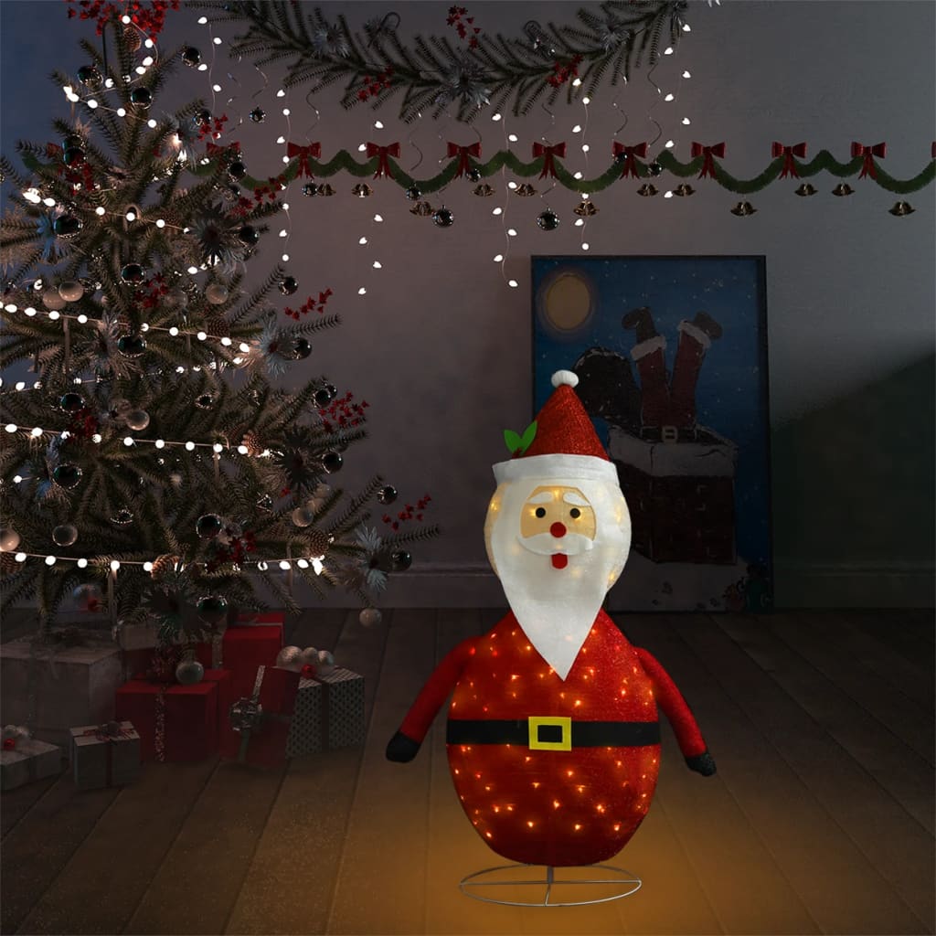 vidaXL dekorativ julemandsfigur m. LED-lys 90 cm luksuriøst stof