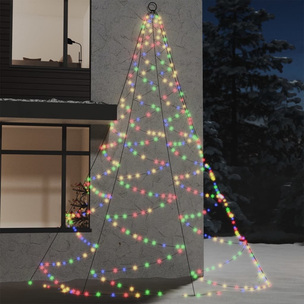 vidaXL LED-juletræ til væg med metalkrog 720 LED'er 5 m flerfarvet