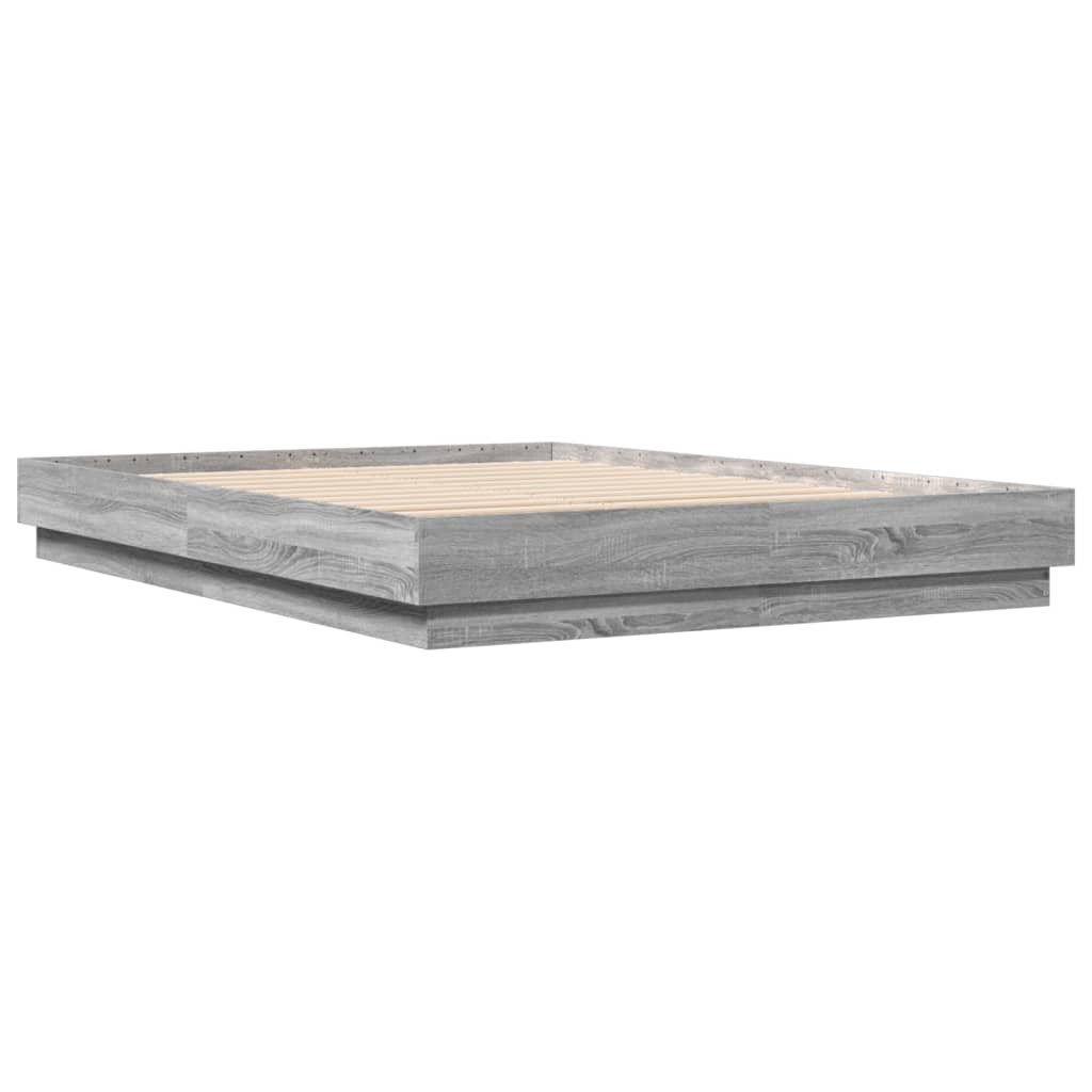vidaXL sengestel 160x200 cm konstrueret træ grå sonoma-eg