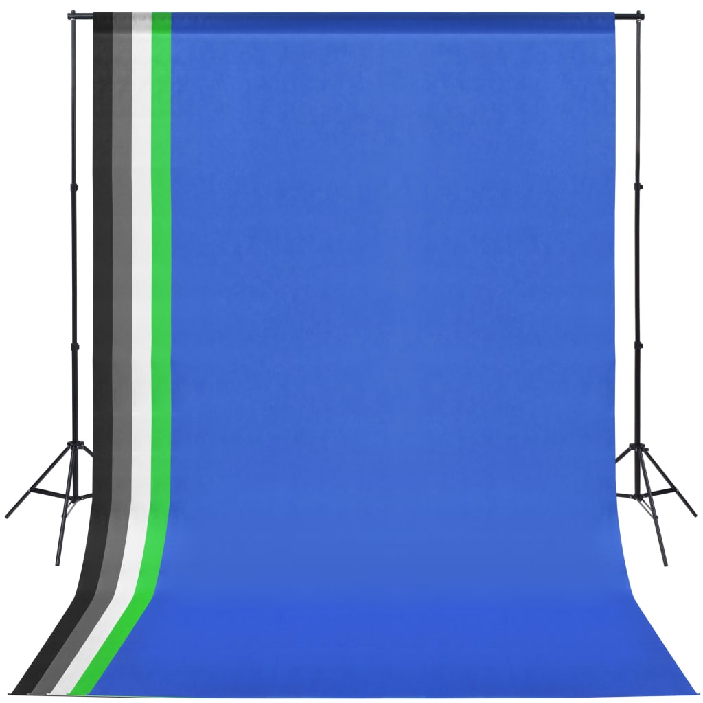 vidaXL fotostudieudstyr med 5 farvede kulisser og justerbar ramme