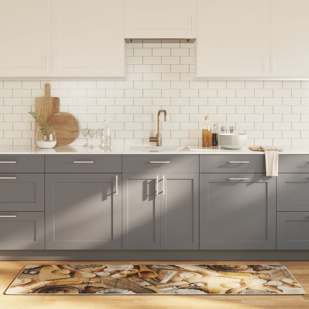 vidaXL køkkentæppe 60x180 cm vaskbart og skridsikkert flerfarvet