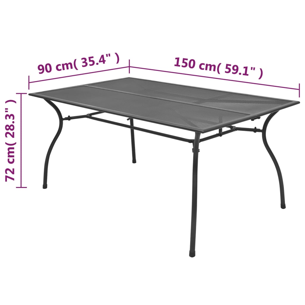 vidaXL spisebordssæt til haven 5 dele stål antracitgrå
