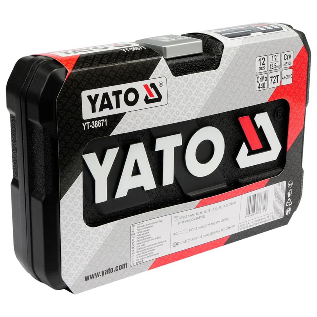 YATO topnøglesæt i 12 dele YT-38671