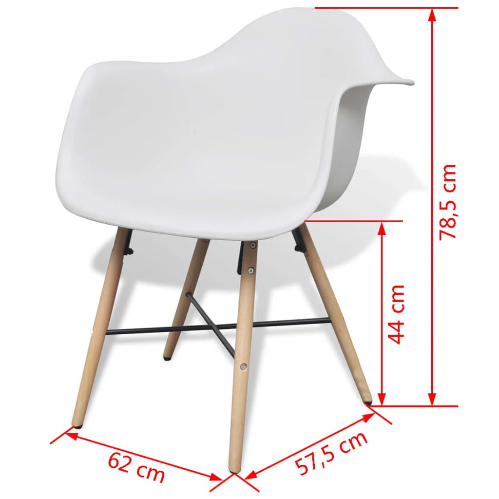 vidaXL spisebordsstole 6 stk. plastik og bøgetræ hvid
