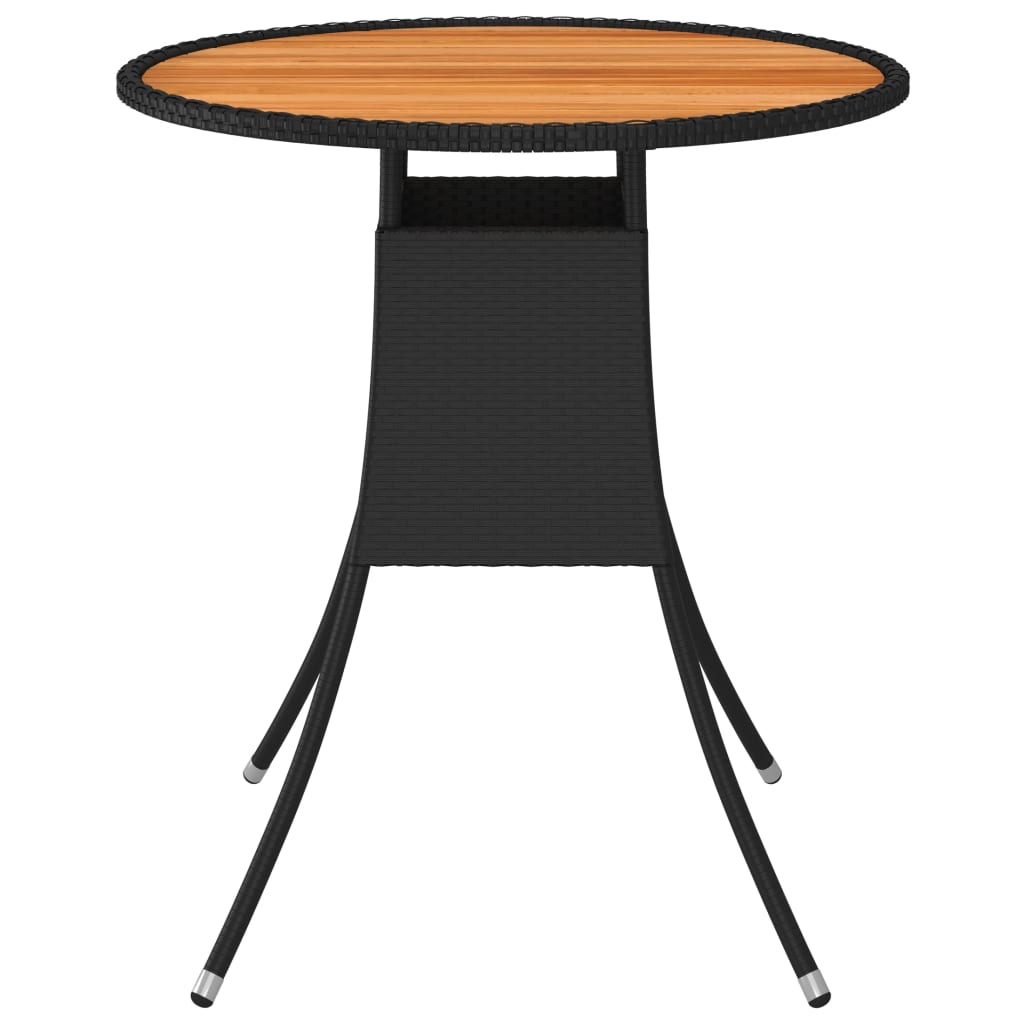 vidaXL spisebord til haven Ø70 cm polyrattan og massivt akacietræ sort