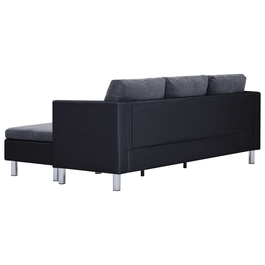 vidaXL 3-personers sofa med hynder kunstlæder sort