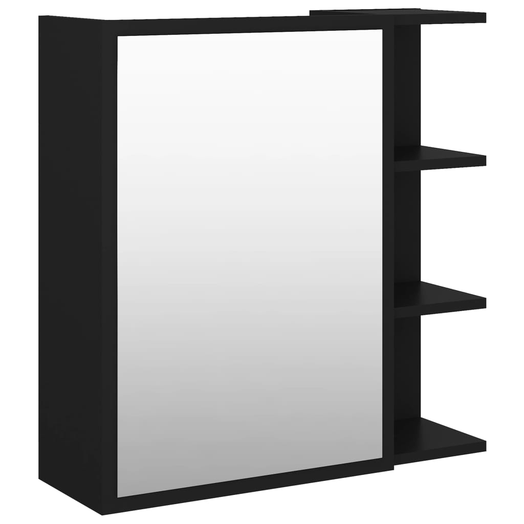 vidaXL badeværelsesskab med spejl 62,5x20,5x64 cm konstrueret træ sort