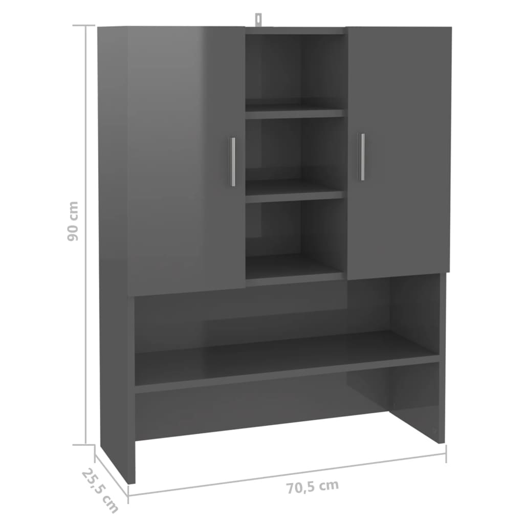 vidaXL badeværelsesskab 70,5x25,5x90 cm grå højglans