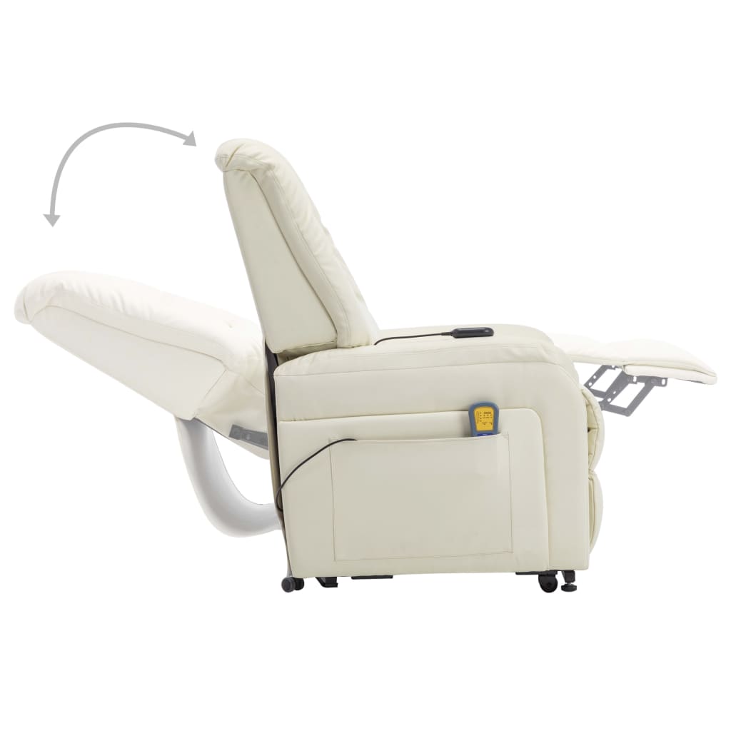 vidaXL eldrevet løftestol med massagefunktion kunstlæder cremefarvet