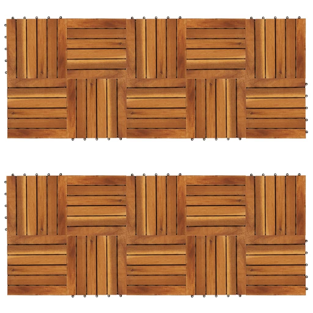 Terrassefliser, lodret mønster, 30x30 cm, akacietræ, sæt med 20 stk.