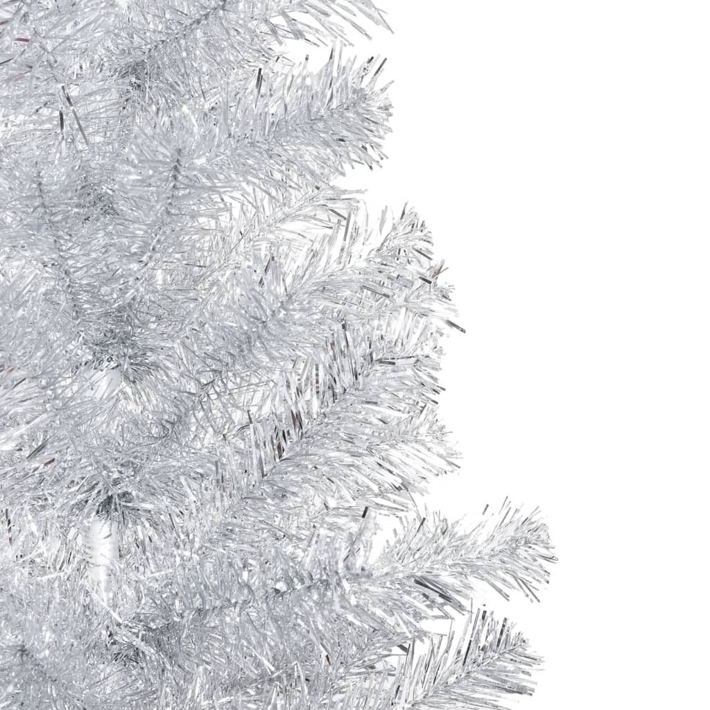 vidaXL kunstigt juletræ med LED-lys og kuglesæt 180 cm PET sølvfarvet