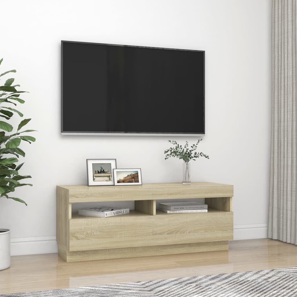 vidaXL tv-bord med LED-lys 100x35x40 cm sonoma-eg