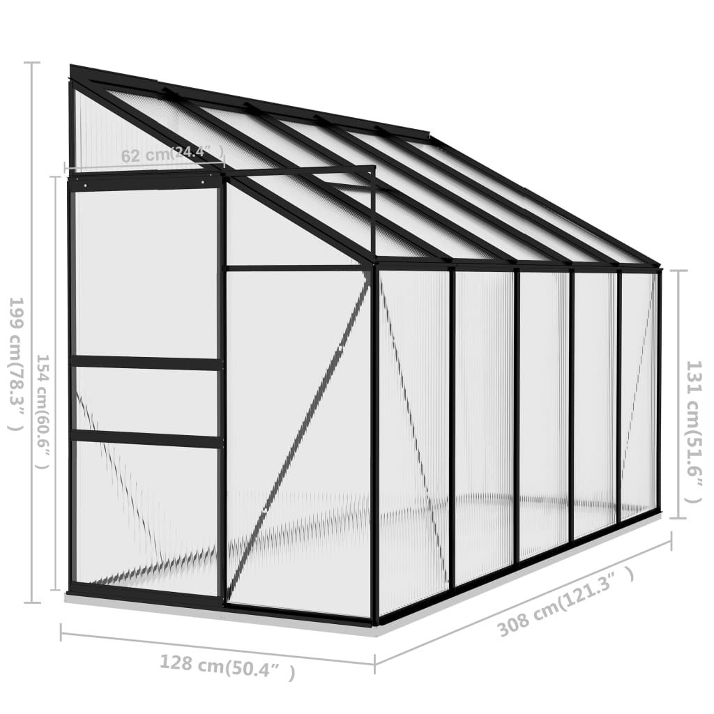 vidaXL drivhus 6,5 m² aluminium antracitgrå