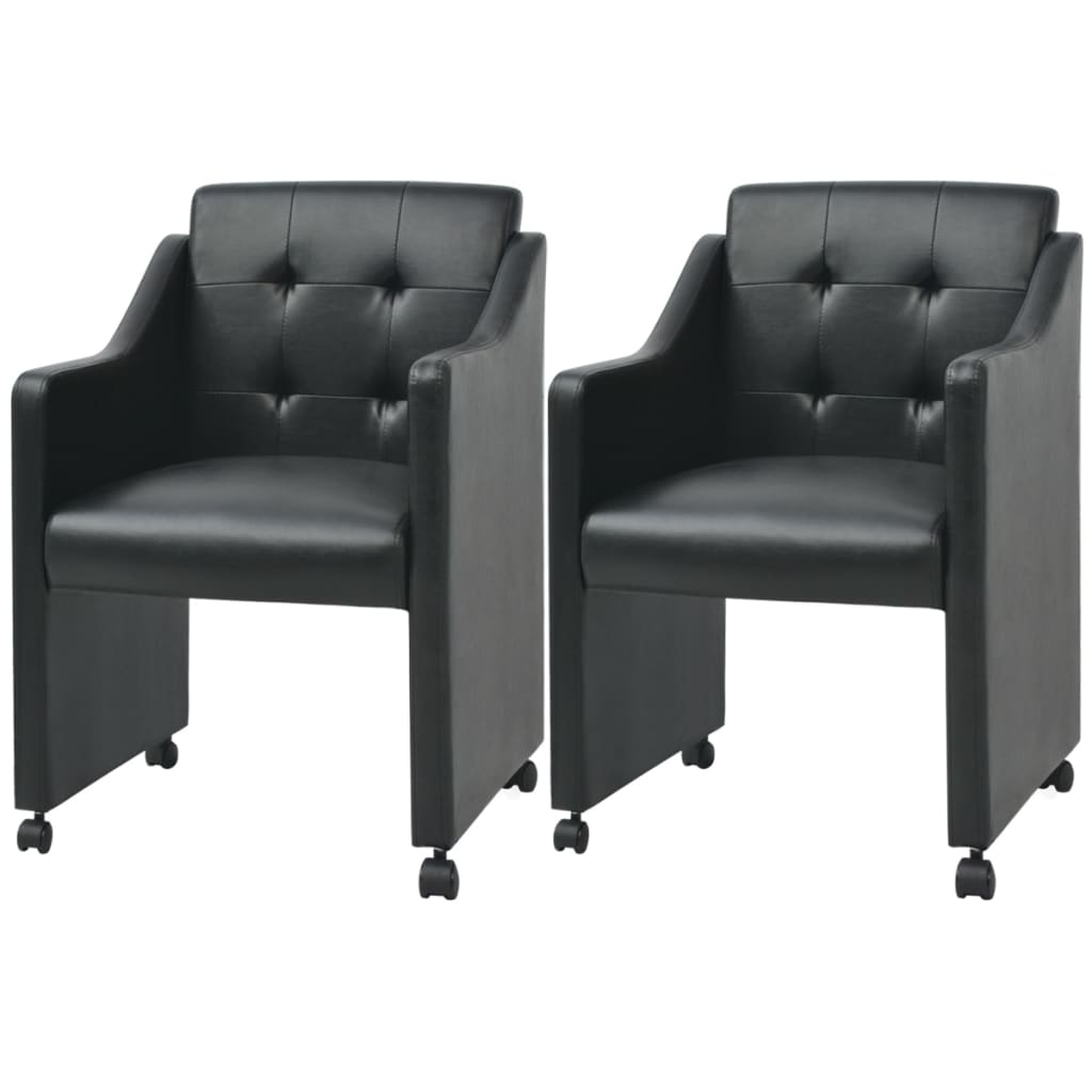 vidaXL spisebordsstole 2 stk. kunstlæder sort