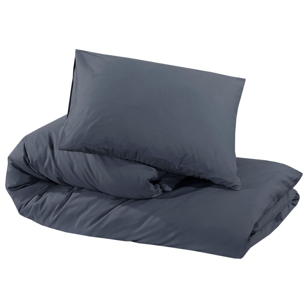 vidaXL sengetøj 140x200 cm bomuld mørkegrå