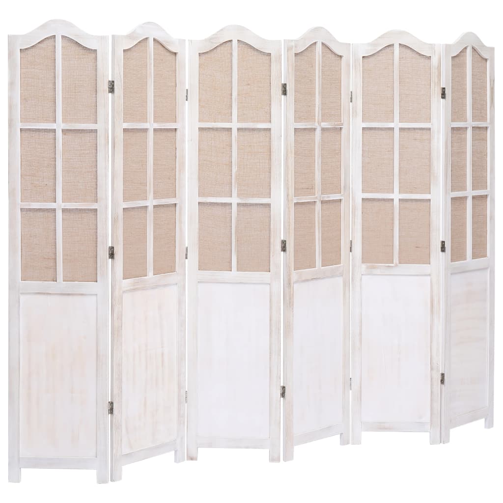vidaXL 6-panels rumdeler 210 x 165 cm stof hvid
