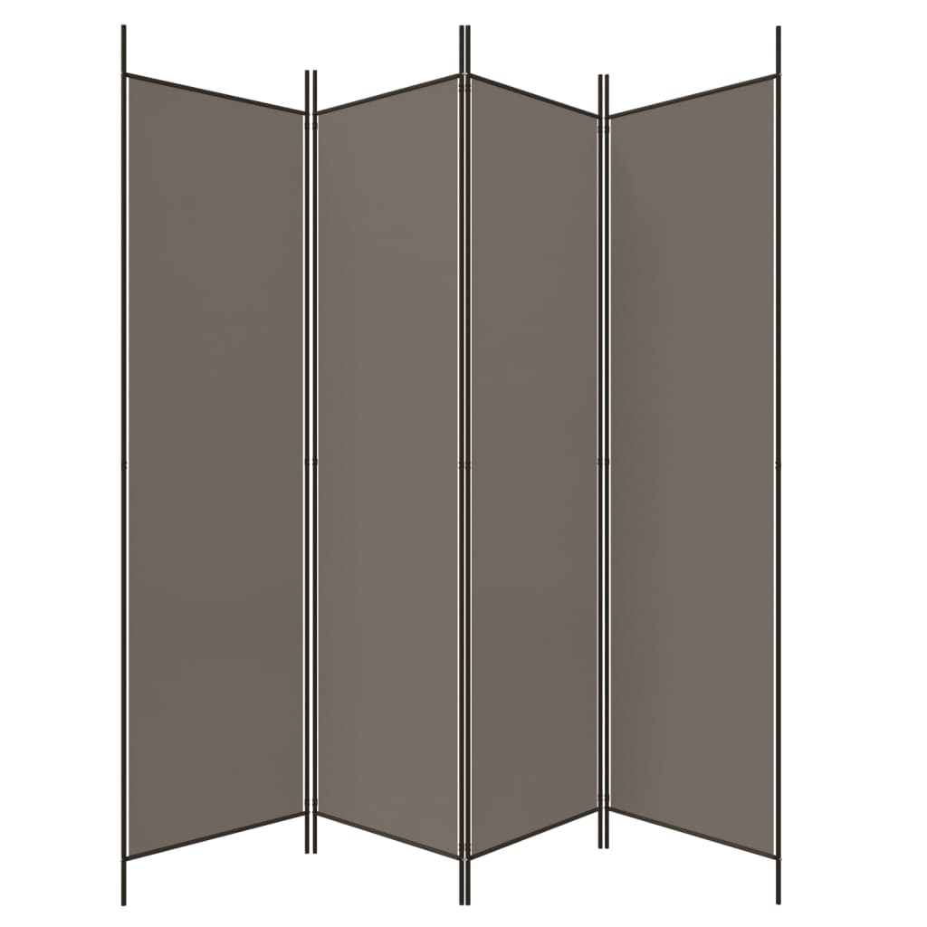 vidaXL 4-panels rumdeler 200x200 cm stof antracitgrå