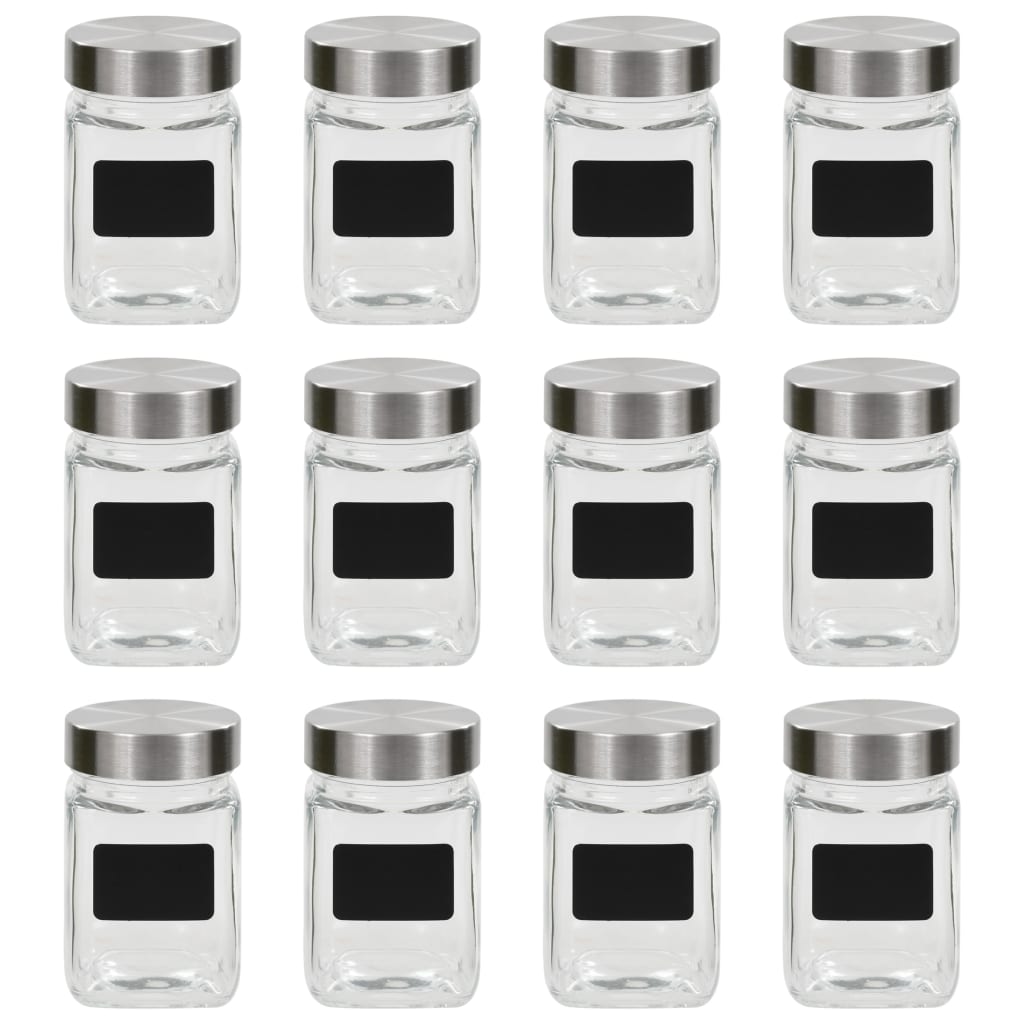 vidaXL opbevaringsglas med etiket 12 stk. 300 ml
