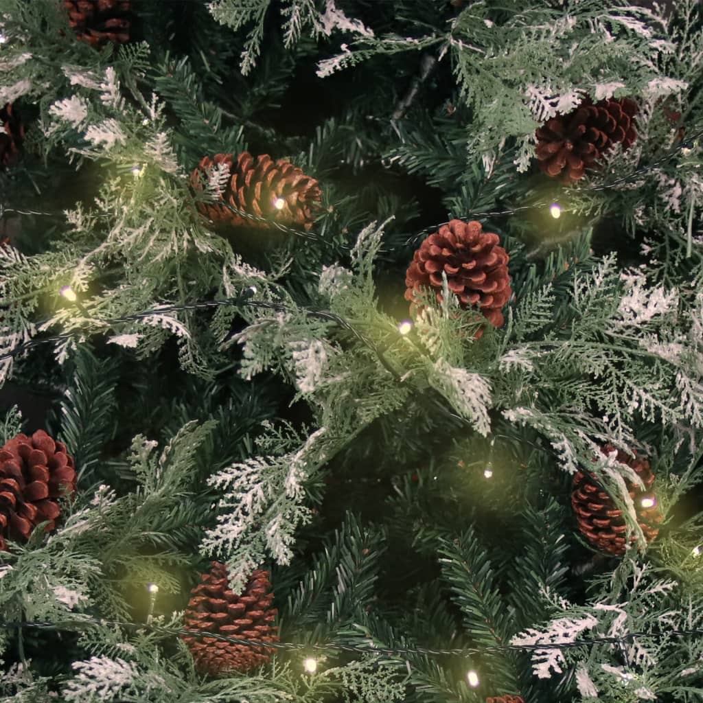vidaXL juletræ med grankogler og lys PVC og PE 150 cm grøn og hvid