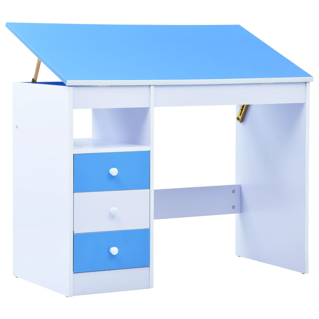 vidaXL børneskrivebord vipbart blå og hvid