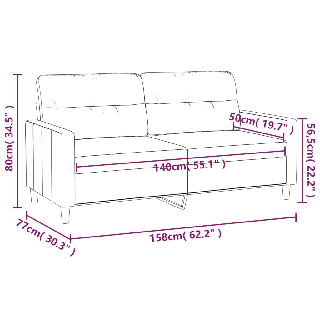 vidaXL 2-personers sofa 140 cm stof mørkegrå