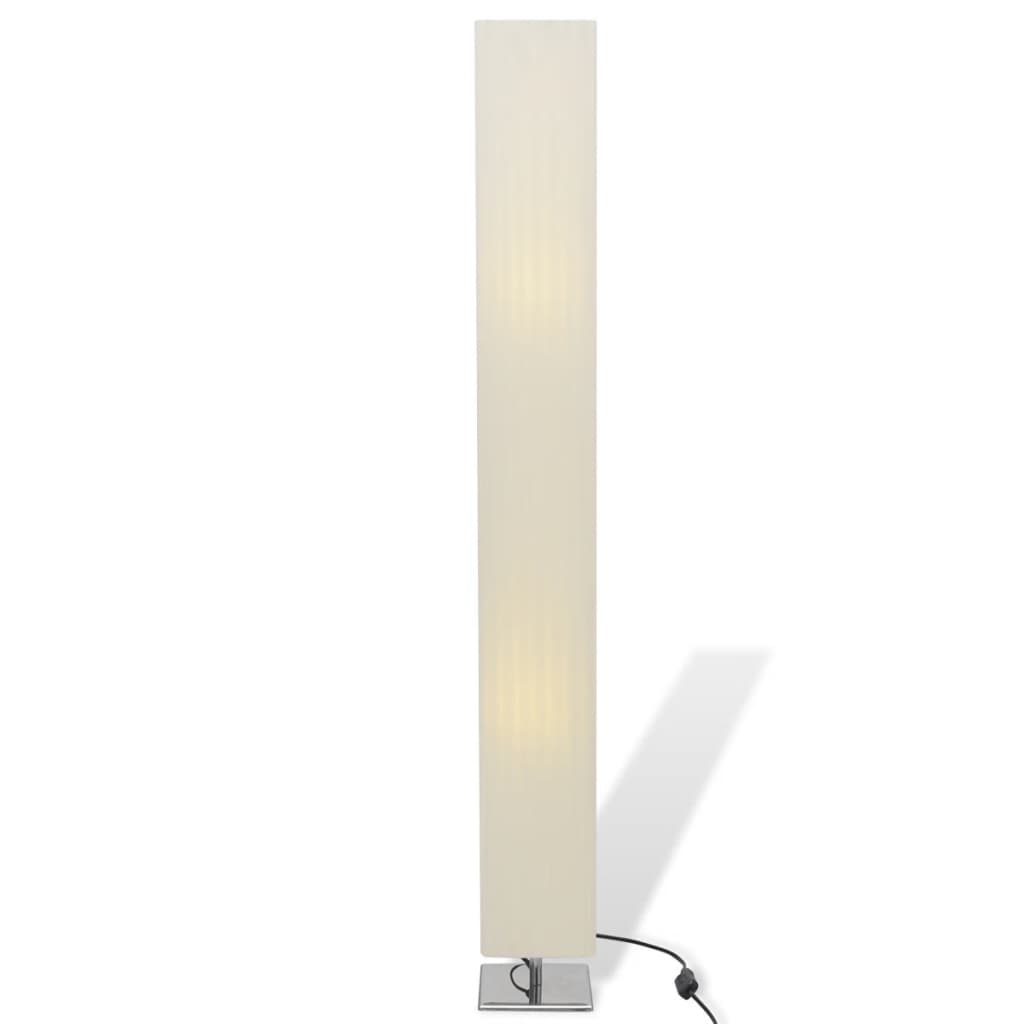 Kvadratisk standerlampe, fod i rustfrit stål, med PE-skærm, hvid