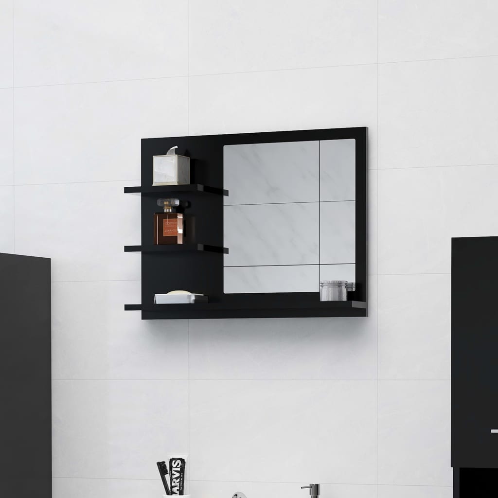 vidaXL badeværelsesspejl 60x10,5x45 cm konstrueret træ sort
