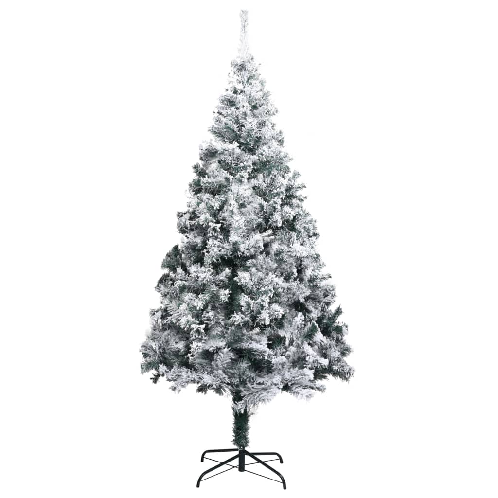 vidaXL kunstigt juletræ med LED og kuglesæt + puddersne 400 cm grøn
