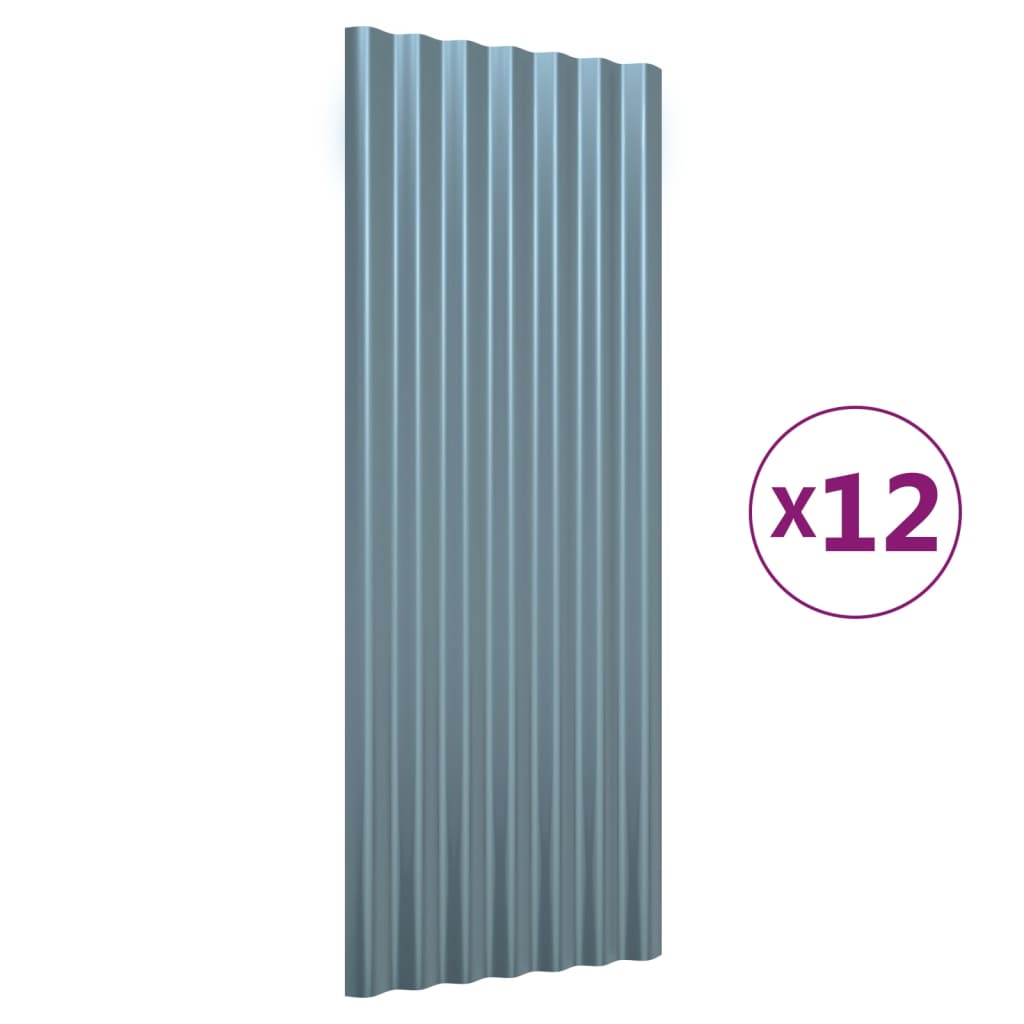 vidaXL tagplader 12 stk. 100x36 cm pulverlakeret stål grå