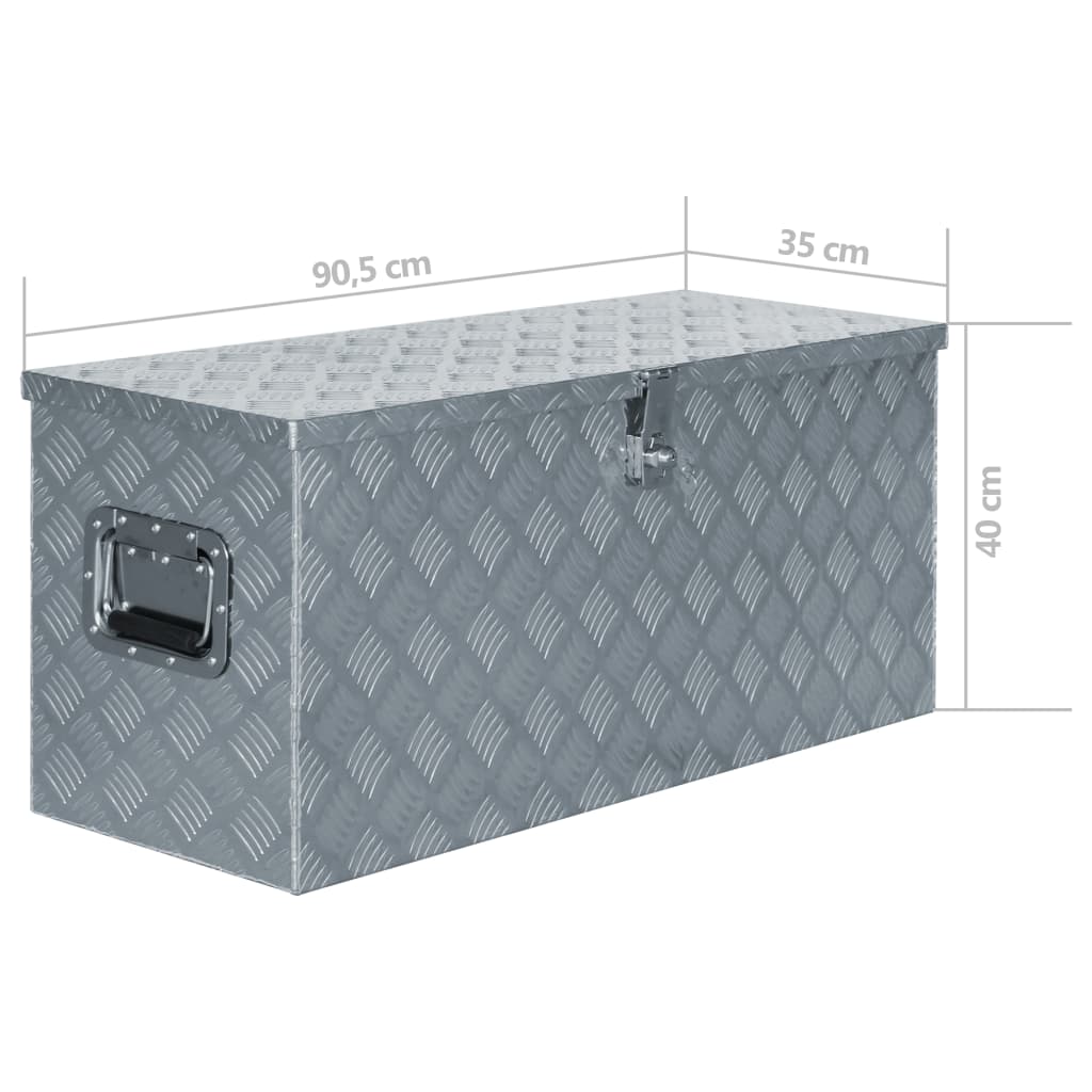 vidaXL aluminiumskasse 90,5 x 35 x 40 cm sølvfarvet