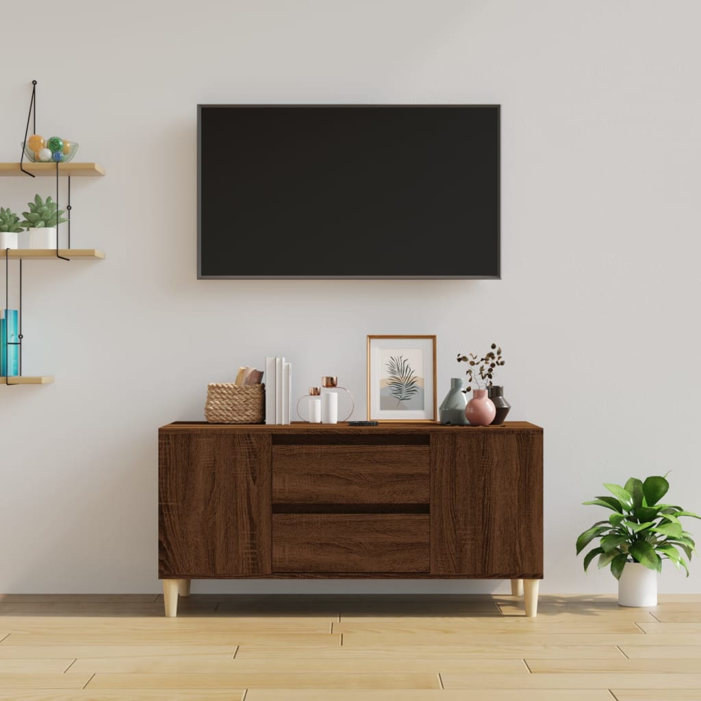vidaXL tv-bord 102x44,5x50 cm konstrueret træ brun egetræsfarve