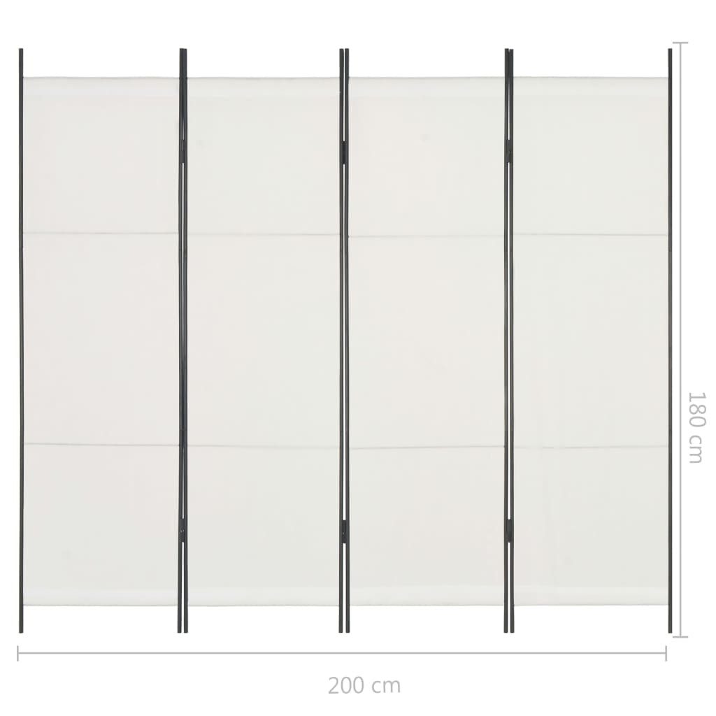 vidaXL 4-panels rumdeler 200 x 180 cm hvid