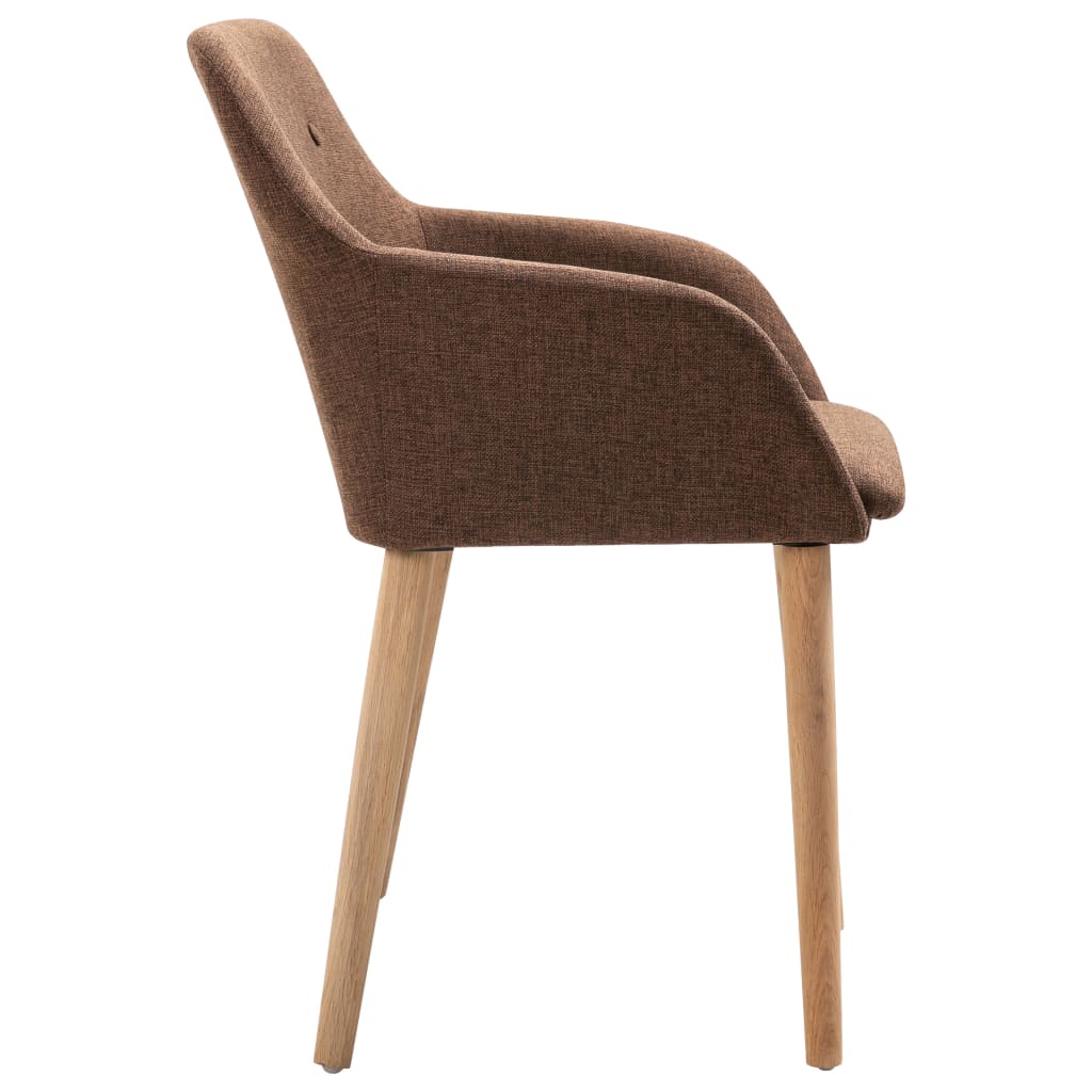 vidaXL spisebordsstole 2 stk. brunt stof og massivt egetræ