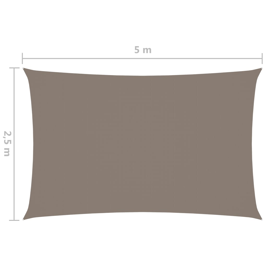vidaXL solsejl 2,5x5 m rektangulær oxfordstof gråbrun