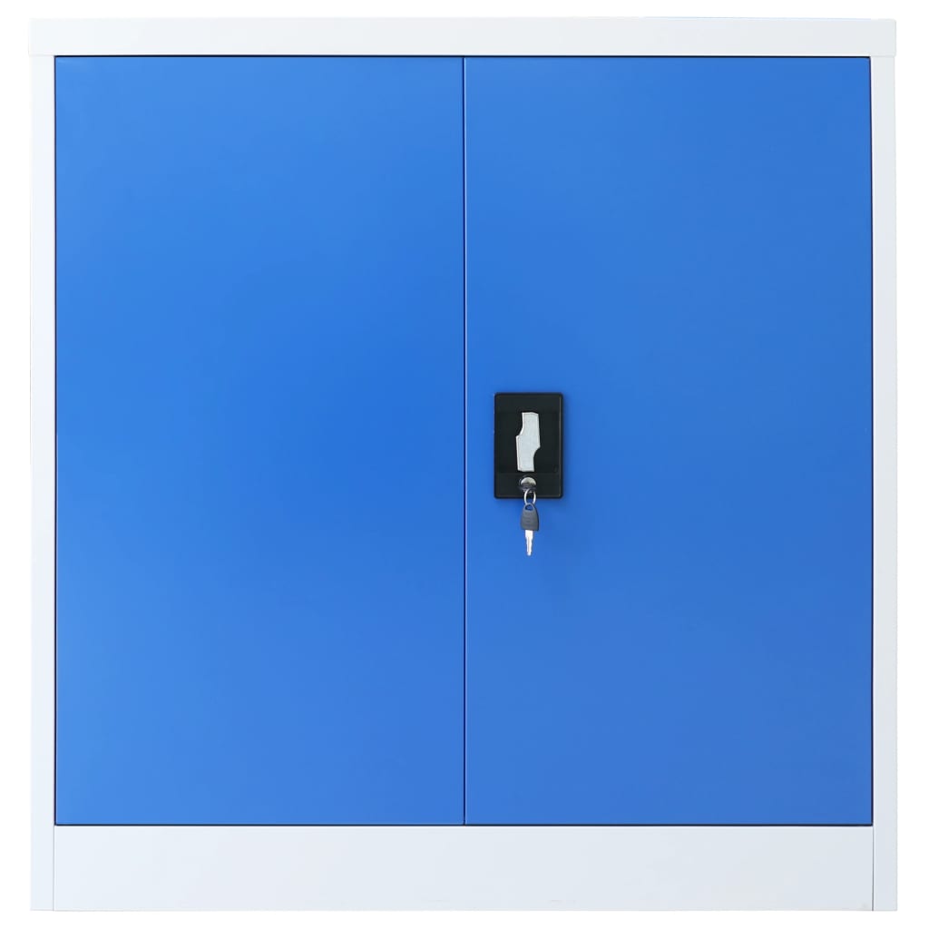vidaXL kontorskab i metal 90 x 40 x 90 cm grå og blå