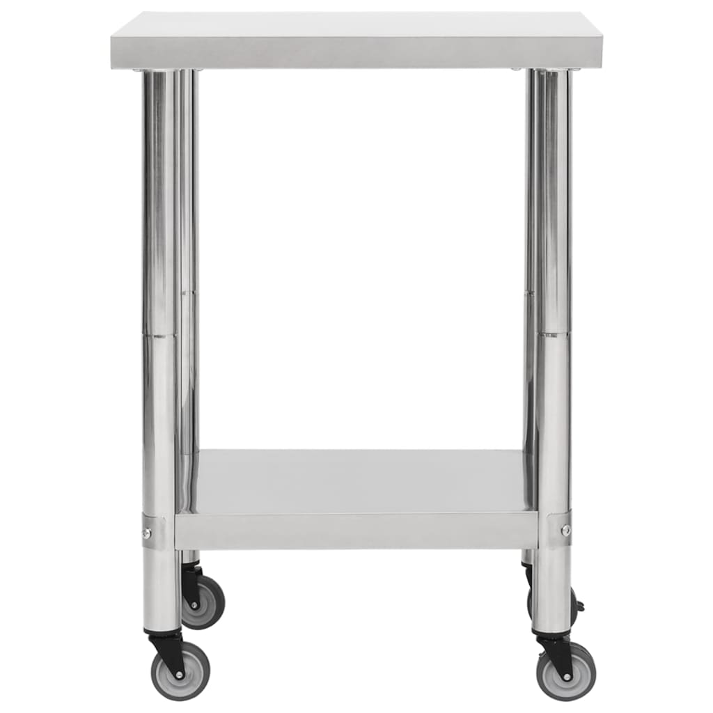vidaXL arbejdsbord med hjul til køkken 60x30x85 cm rustfrit stål