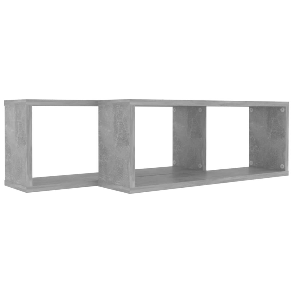 vidaXL kubeformede væghylder 2 stk. 60x15x23 cm spånplade betongrå