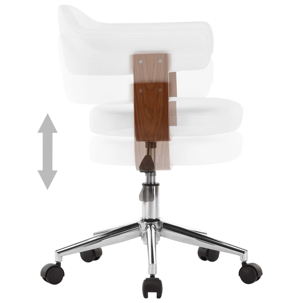 vidaXL drejelig spisebordsstol bøjet træ og kunstlæder hvid