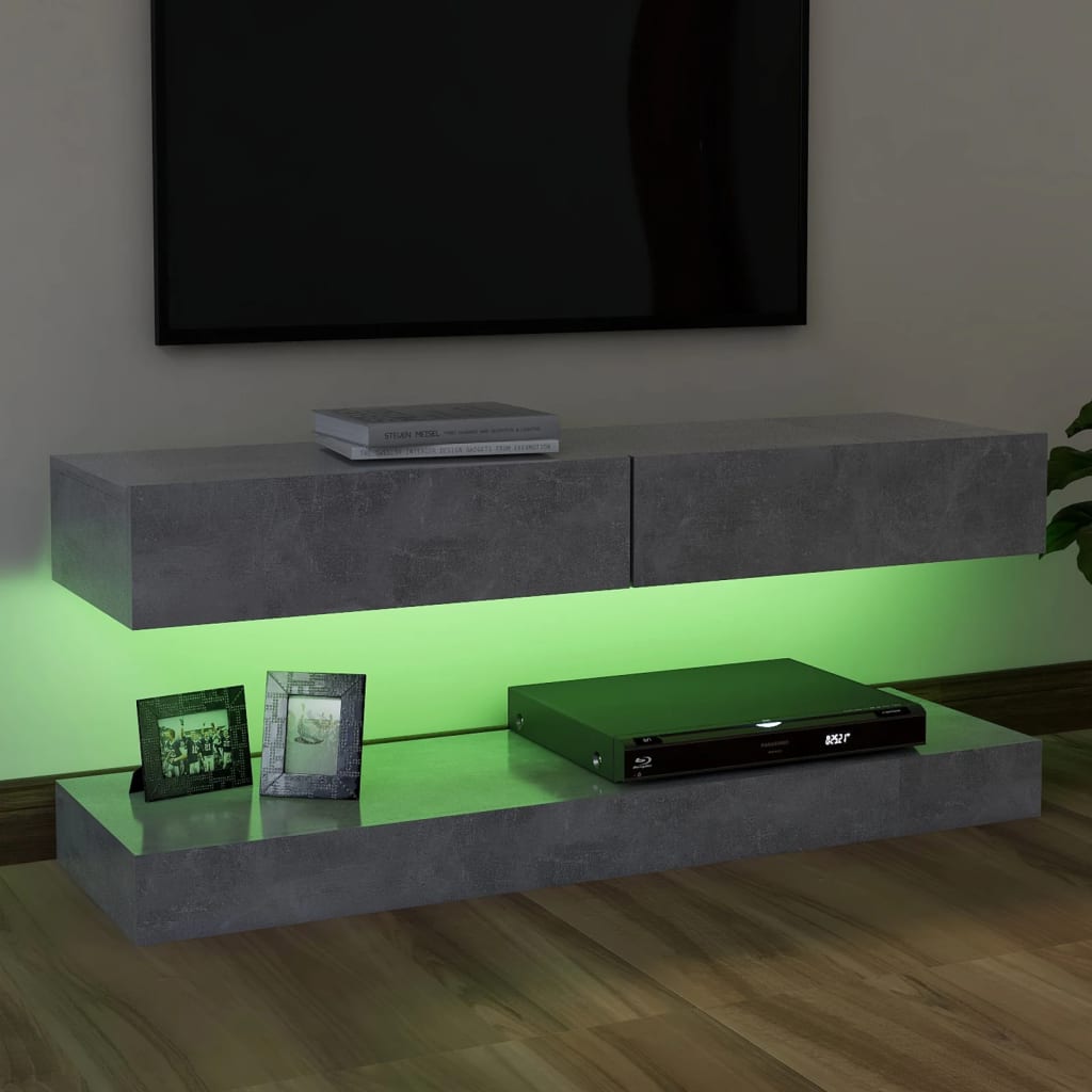 vidaXL tv-skab med LED-lys 120x35 cm betongrå