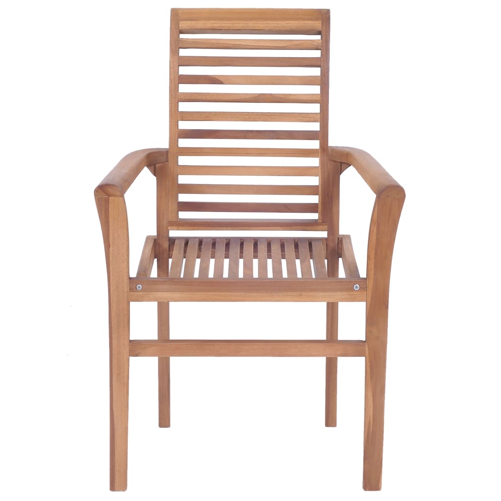 vidaXL spisebordsstole 4 stk. med gråbrune hynder massivt teaktræ