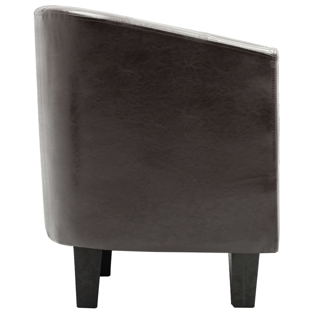 vidaXL lænestol med fodskammel kunstlæder mørkebrun