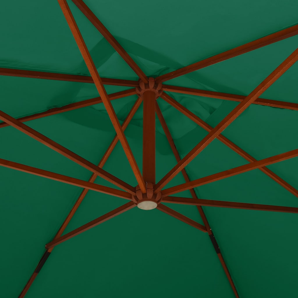 vidaXL hængeparasol med træstang 400x300 cm grøn