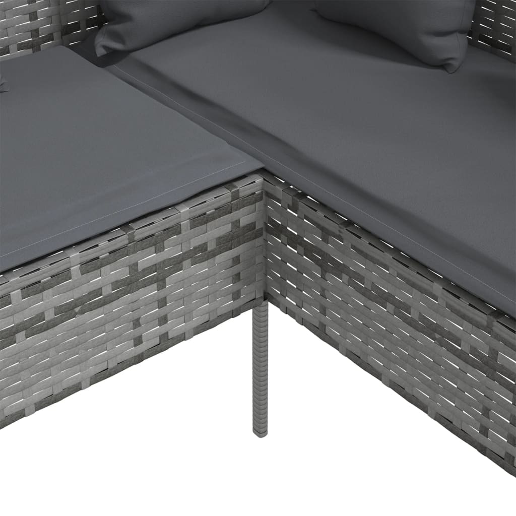 vidaXL L-formet sofa med hynder polyrattan grå