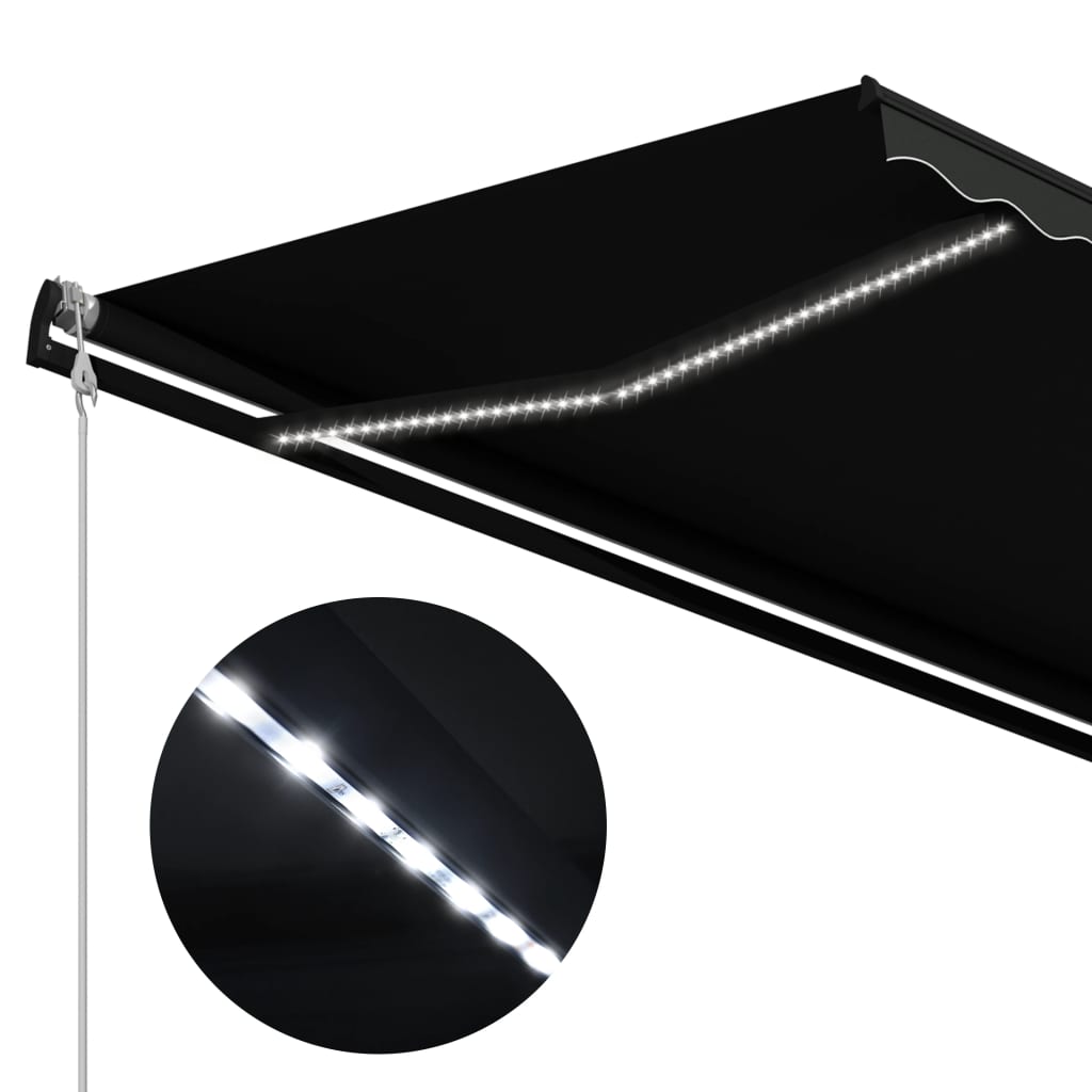 vidaXL foldemarkise med vindsensor og LED 300 x 250 cm antracitgrå