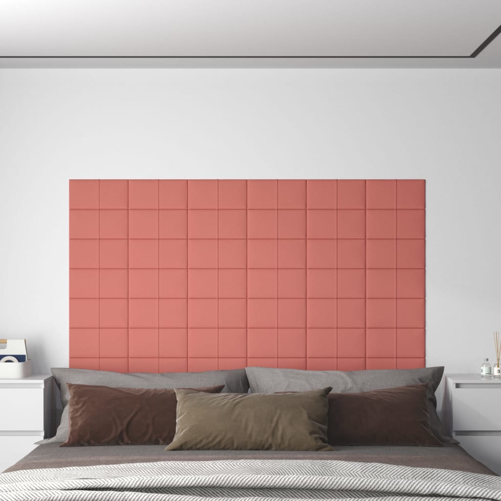 vidaXL vægpaneler 12 stk. 30x15 cm 0,54 m² fløjl lyserød