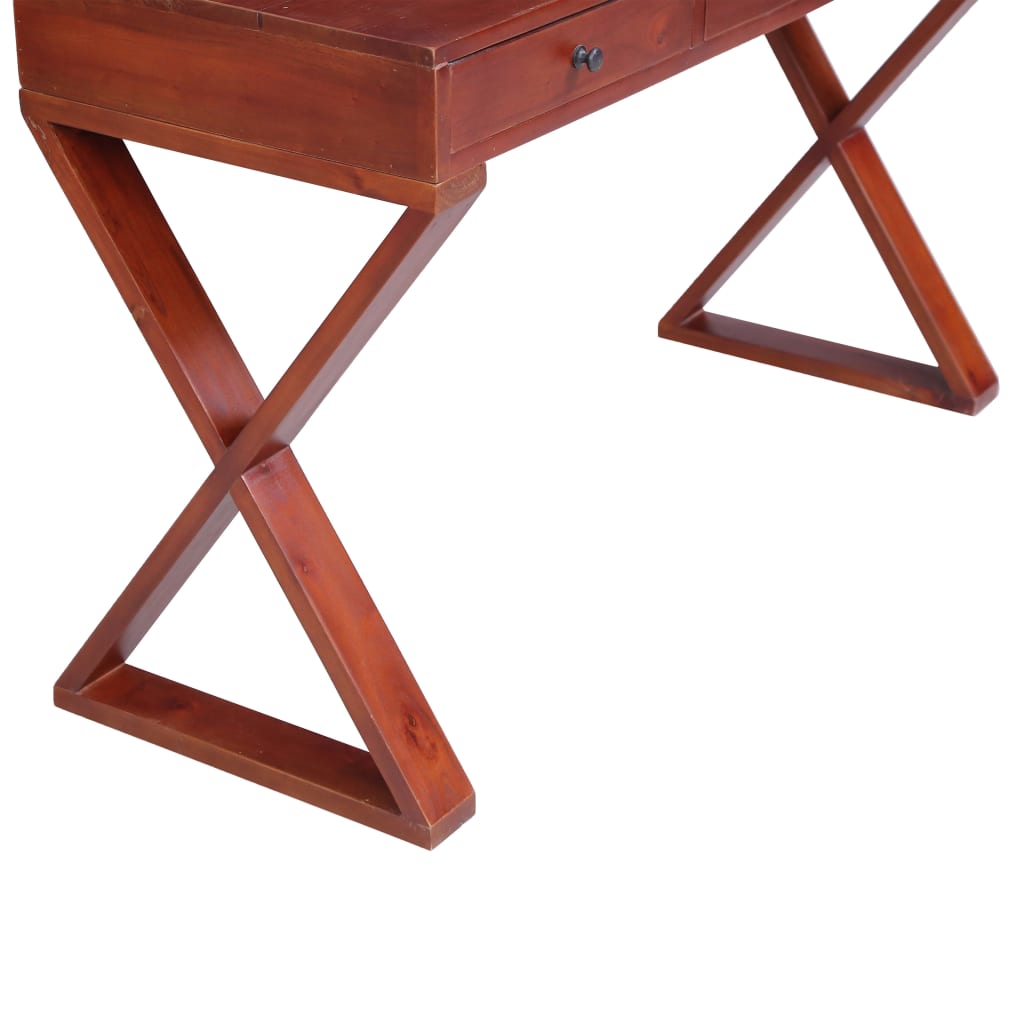 vidaXL computerbord 115x47x77 cm massivt mahognitræ brun