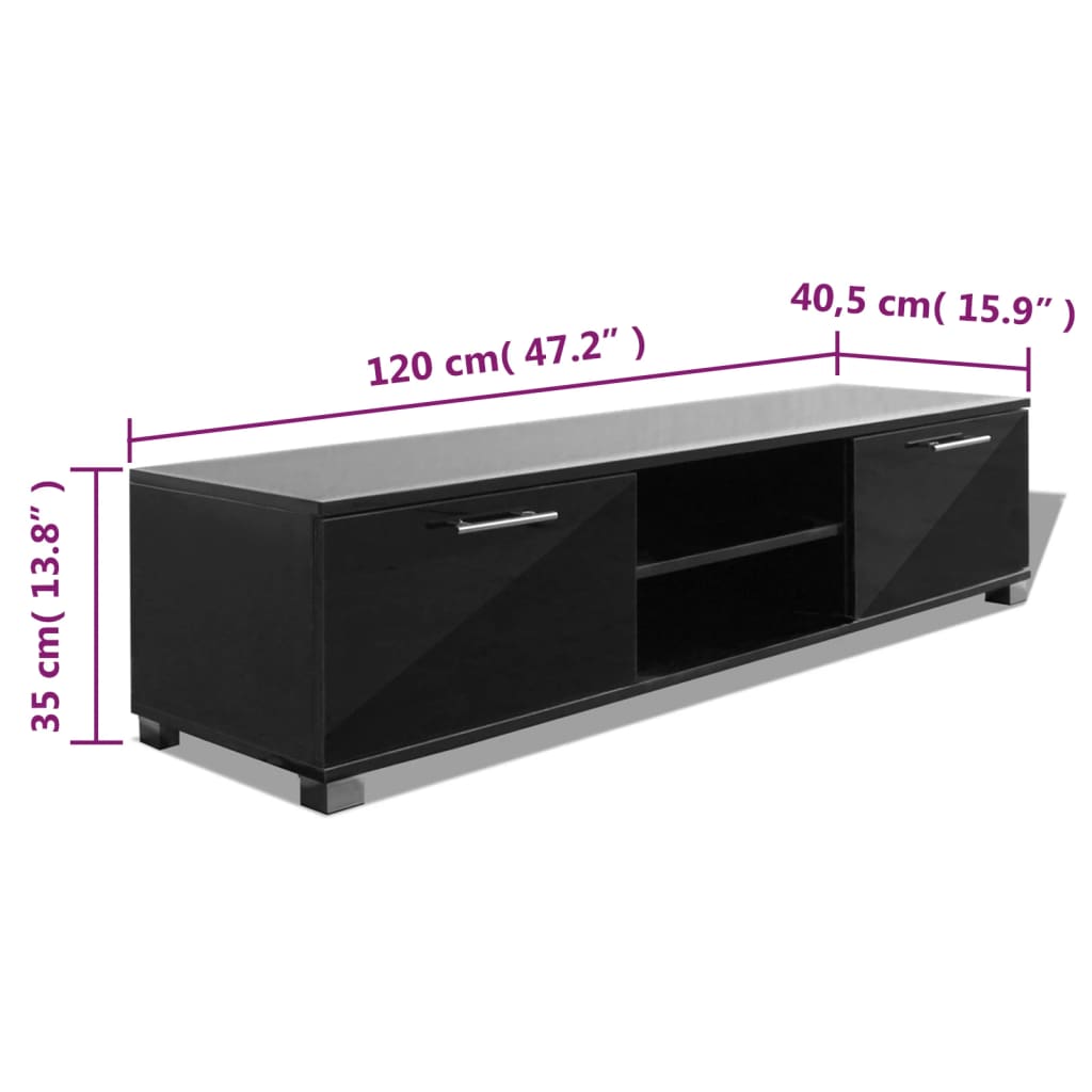 vidaXL tv-bord 120x40,5x35 cm sort højglans