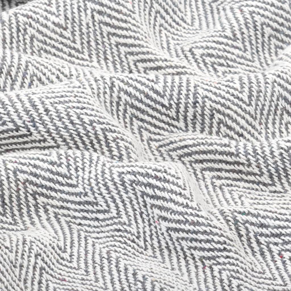 vidaXL plaid bomuld sildebensmønstret 160 x 210 cm grå