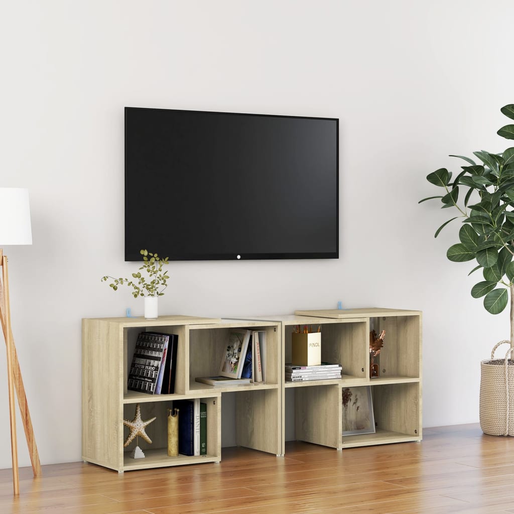 vidaXL tv-bord 104x30x52 cm konstrueret træ sonoma-eg